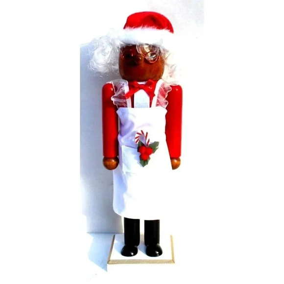 Handpainted Christmas Holiday Wooden TAN Nutcracker MRS. CLAUS - Picture 1 of 5